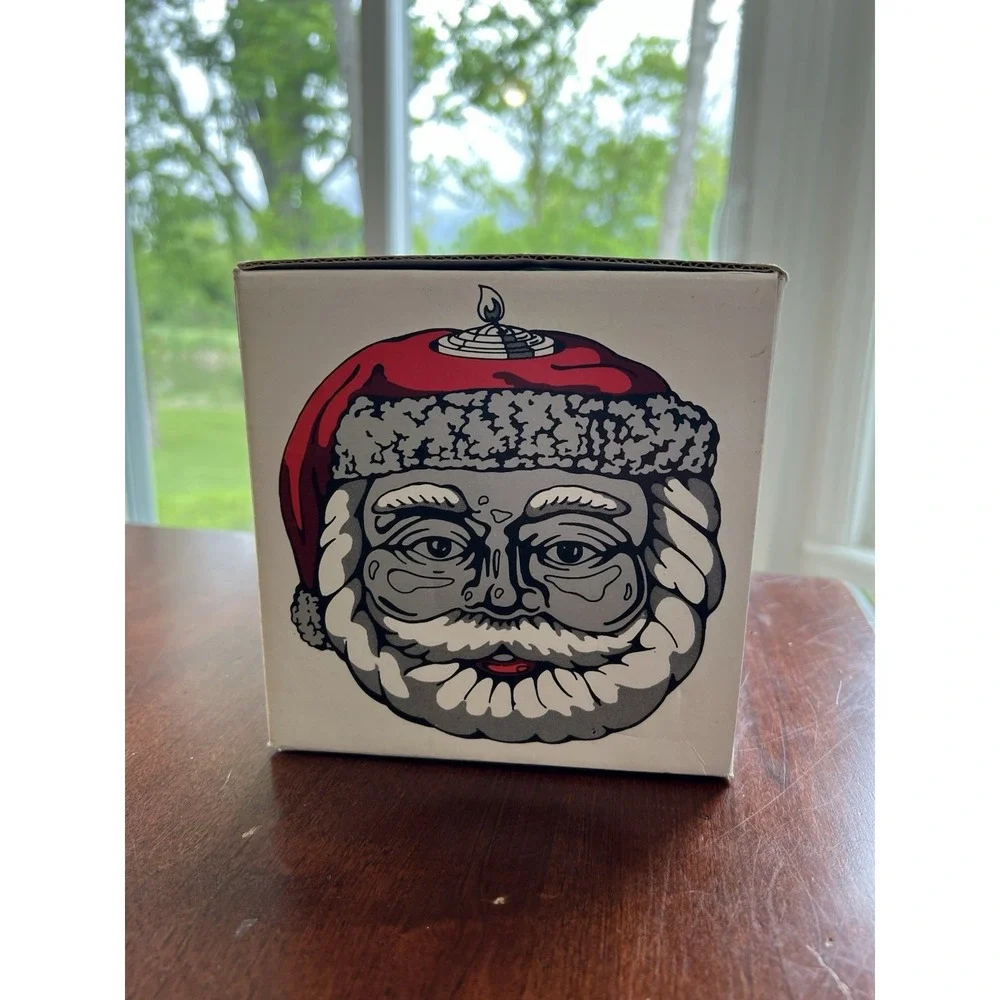 Vtg Dept 56 Christmas Candle Holder Mercury Glass Santa Votive Hand Painted‎